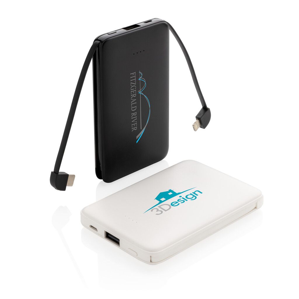 5.000 mAh Powerbank mit integriertem Kabel - weiß-100