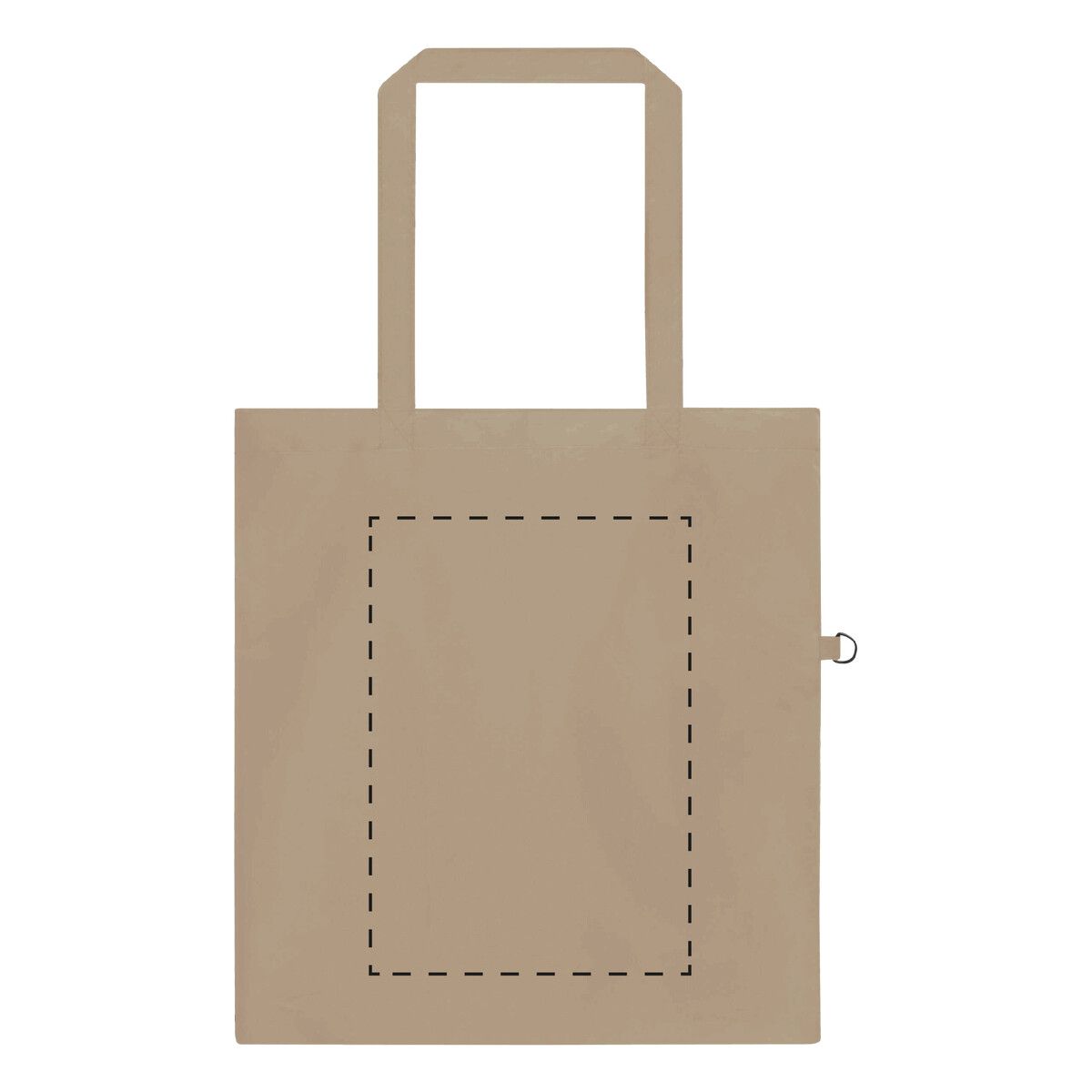 Veredelungsposition mittig auf der Rückseite der Tasche