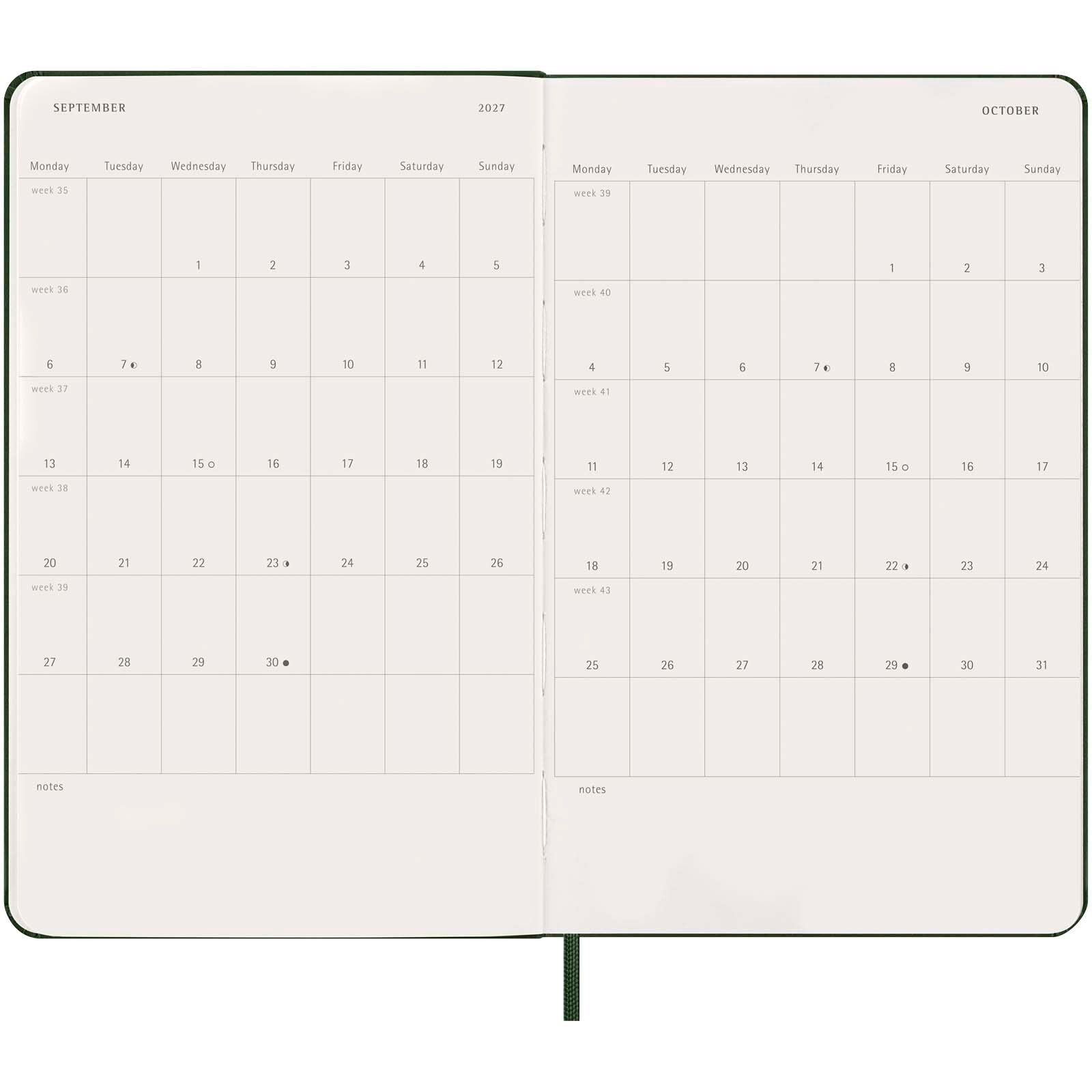 Moleskine Hardcover 12 Monate Tageskalender - myrtengrün-865