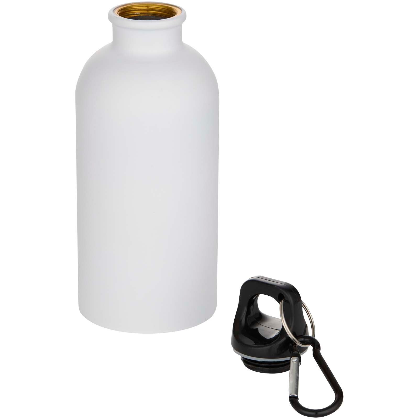 Oregon 400 ml matte RCS-zertifizierte einwandige Trinkflasche aus recyceltem Edelstahl mit Karabinerhaken - weiss-123