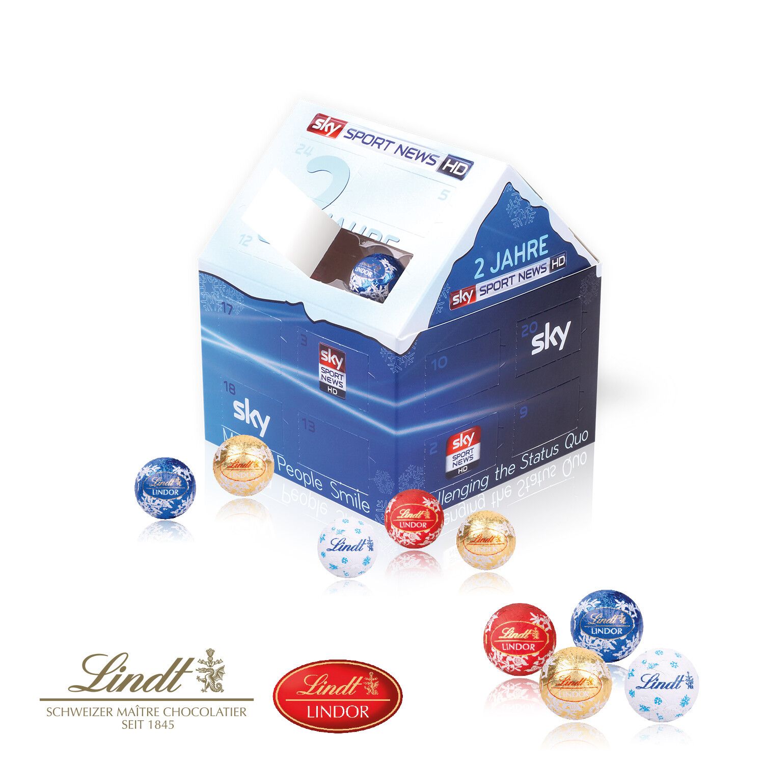Adventskalender "Weihnachtshaus" Classic mit Lindt Schokolade-725