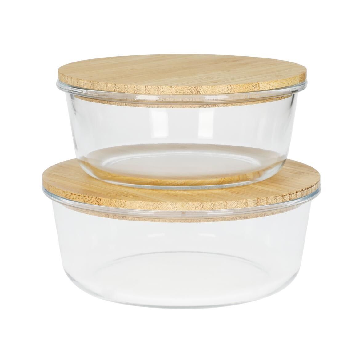 Glasbox Balance, rund 19x7,5 cm - transparent - braun-976