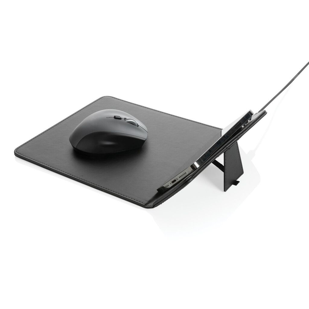 Swiss Peak RCS recyceltes 10W Wireless-Charging PU Mauspad - schwarz-727
