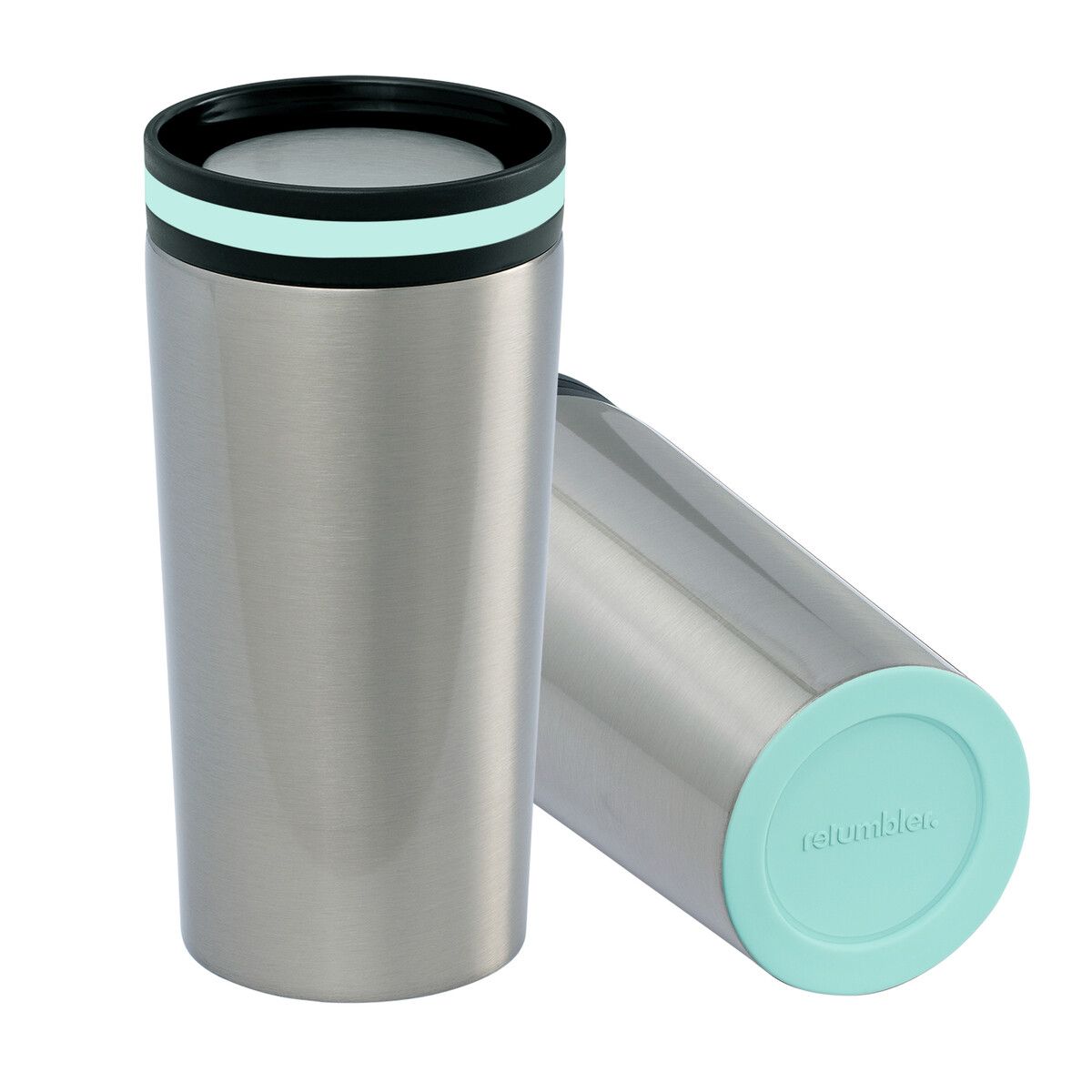 Thermobecher myDRINQEO mit Ring und Boden - silber - mint - mint-170