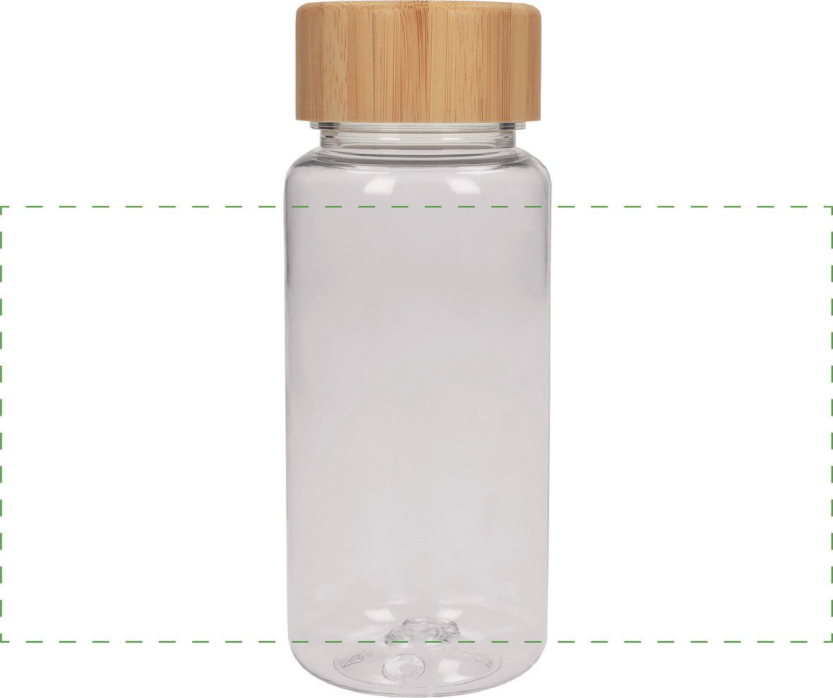 Veredelungsposition rundum auf transparente Flasche