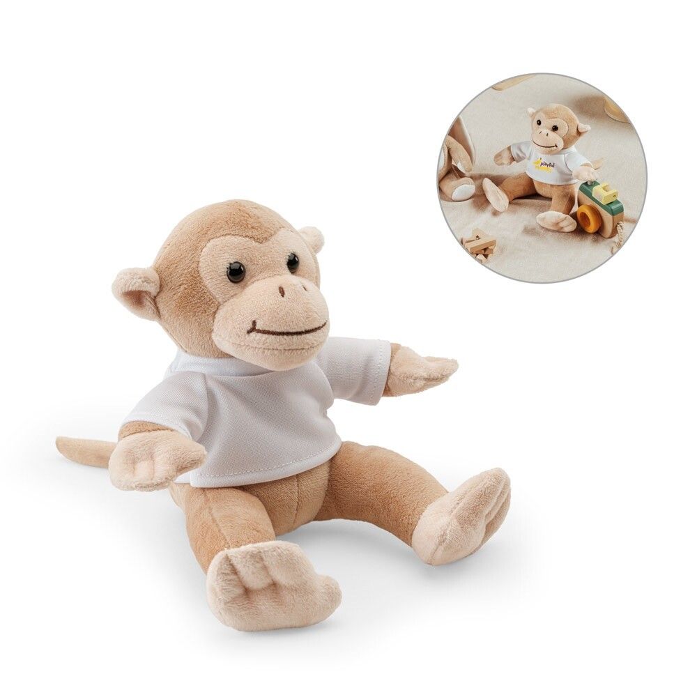 MONKY Plüschtier in Form eines Affen mit T-Shirt - hellbraun-60