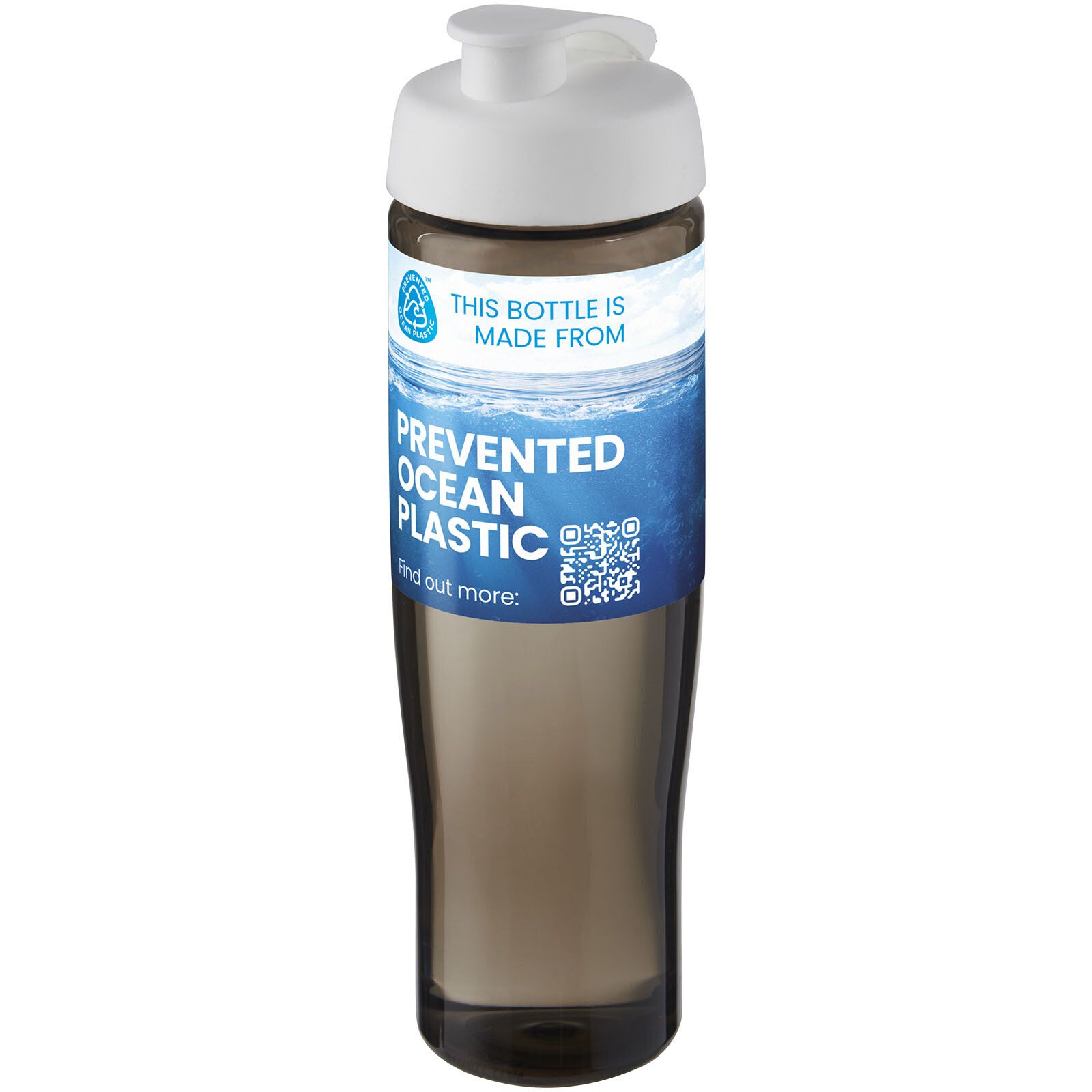 H2O Active Eco Tempo 700 ml Sportflasche mit Klappdeckel - weiss -  kohle-223