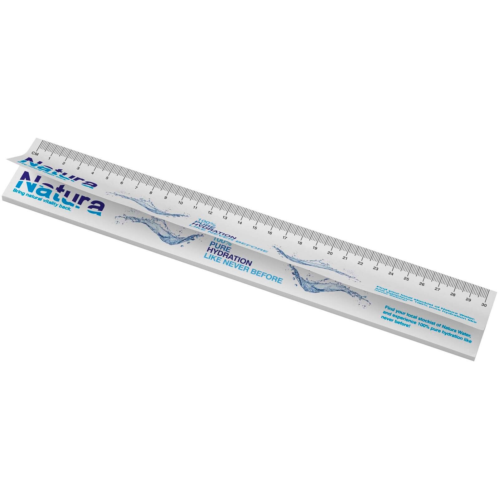 Sticky-Mate Haftnotizen mit gedrucktem 30 cm Lineal aus recyceltem Material - weiss-580