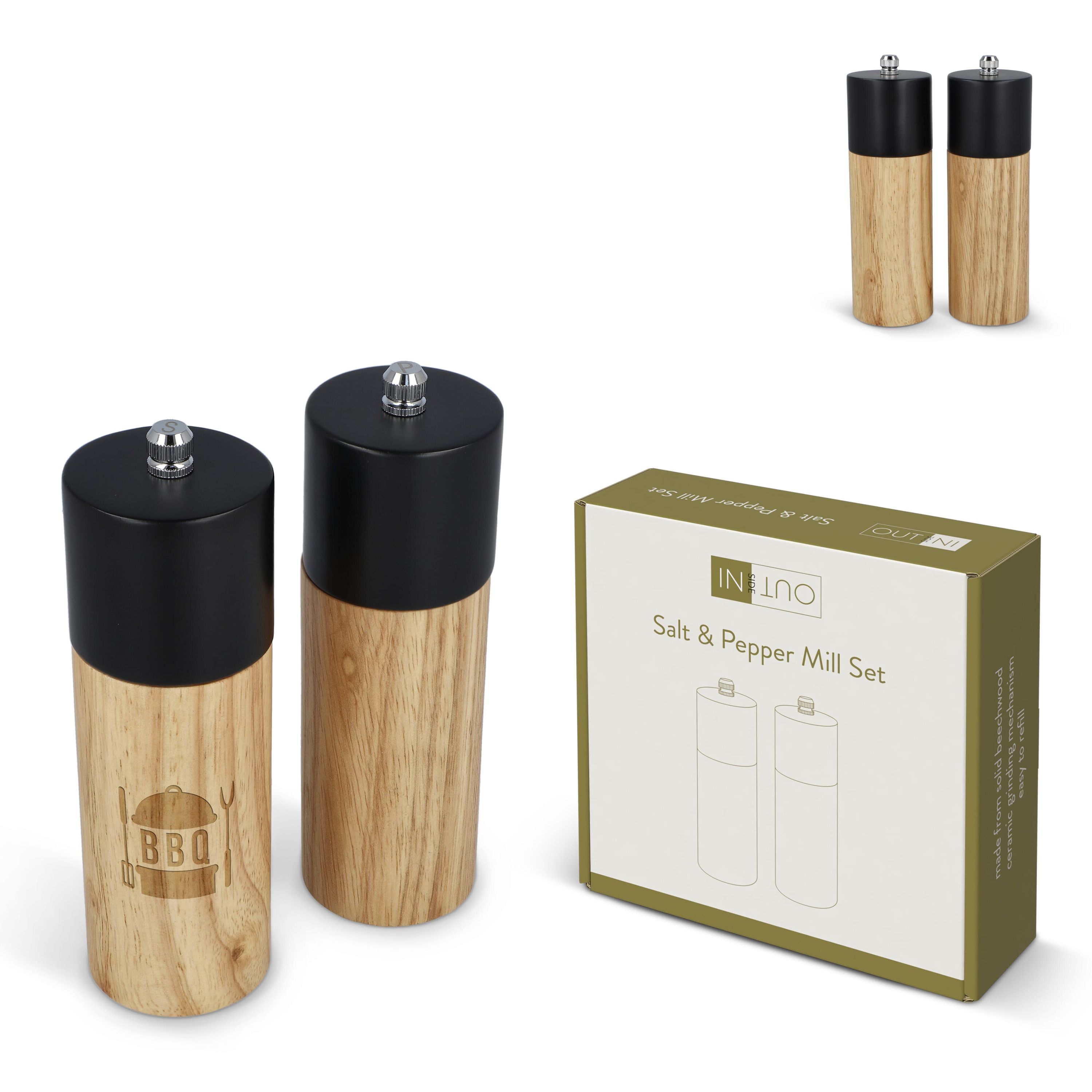InSideOut Holz-Salz- und Pfeffermühle-Set - schwarz-889