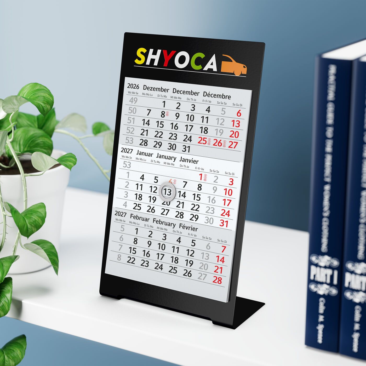 Tischkalender Desktop 3 Color, 2 Jahre, schwarz-951
