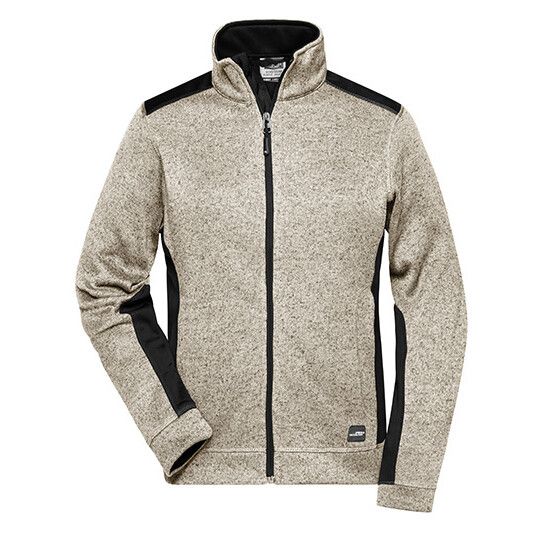 Ladies´ Knitted Workwear Fleece Jacket -STRONG- - stone melange - black-157