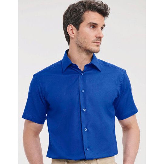 Men's Short Sleeve Tailored Oxford Shirt - white-17