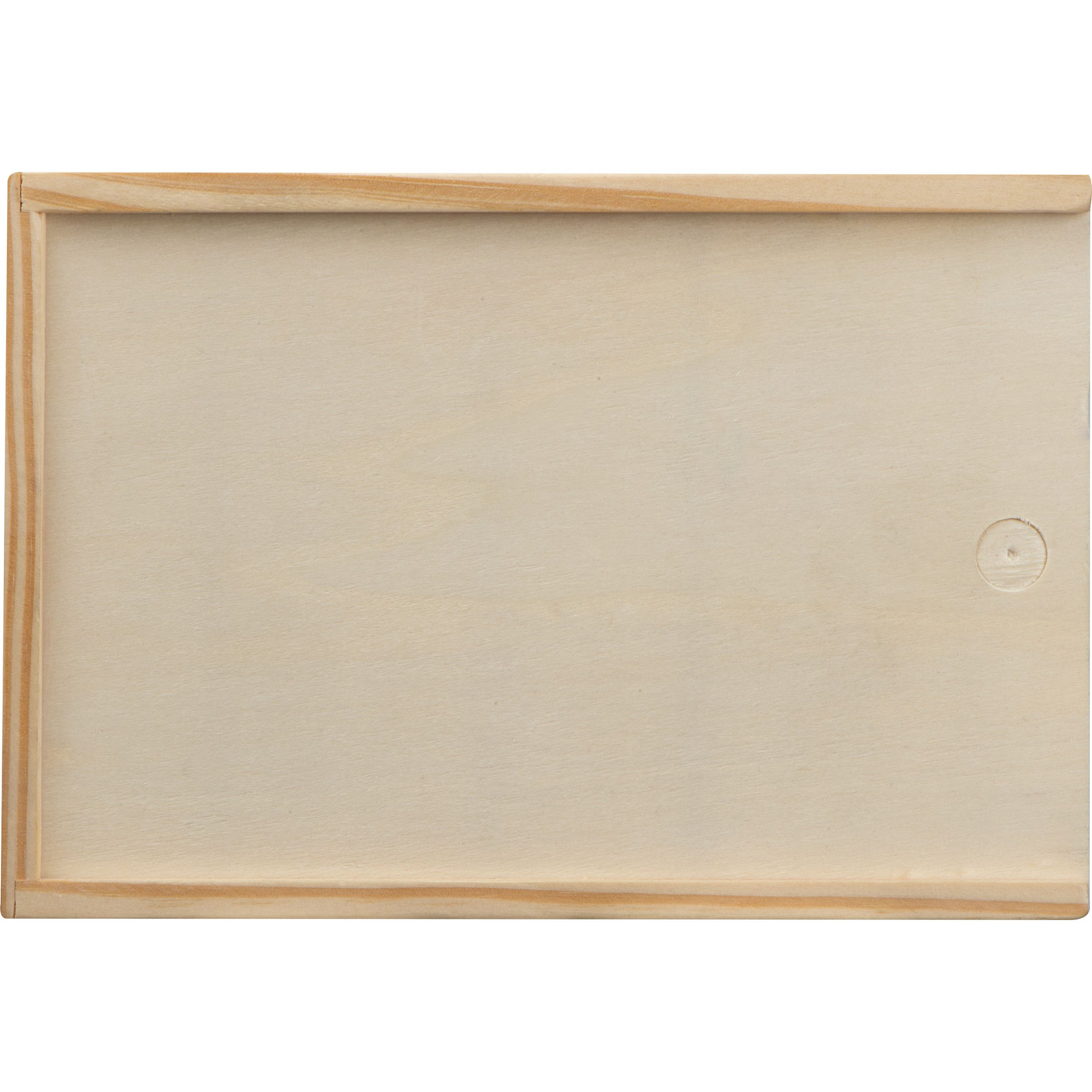 Spielkarten in Holzbox mit Würfel - beige-287