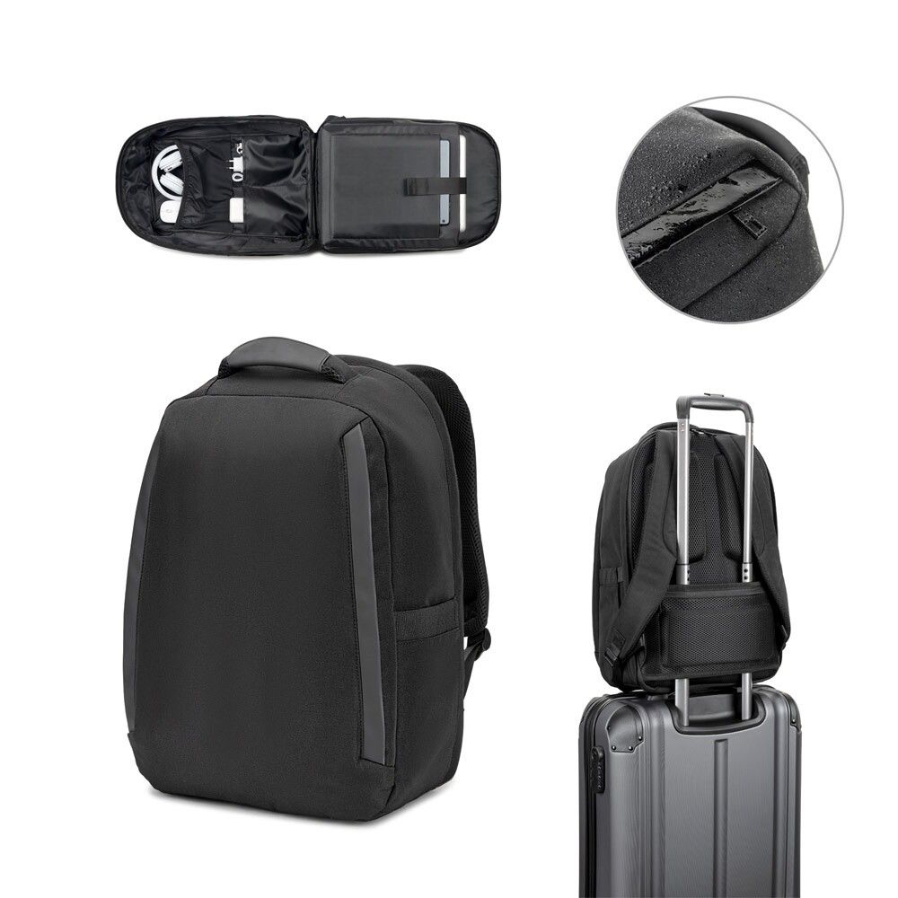 YANGON BPACK Diebstahlsicherer Twill-Rucksack, wasserabweisend 17'3" - schwarz-185