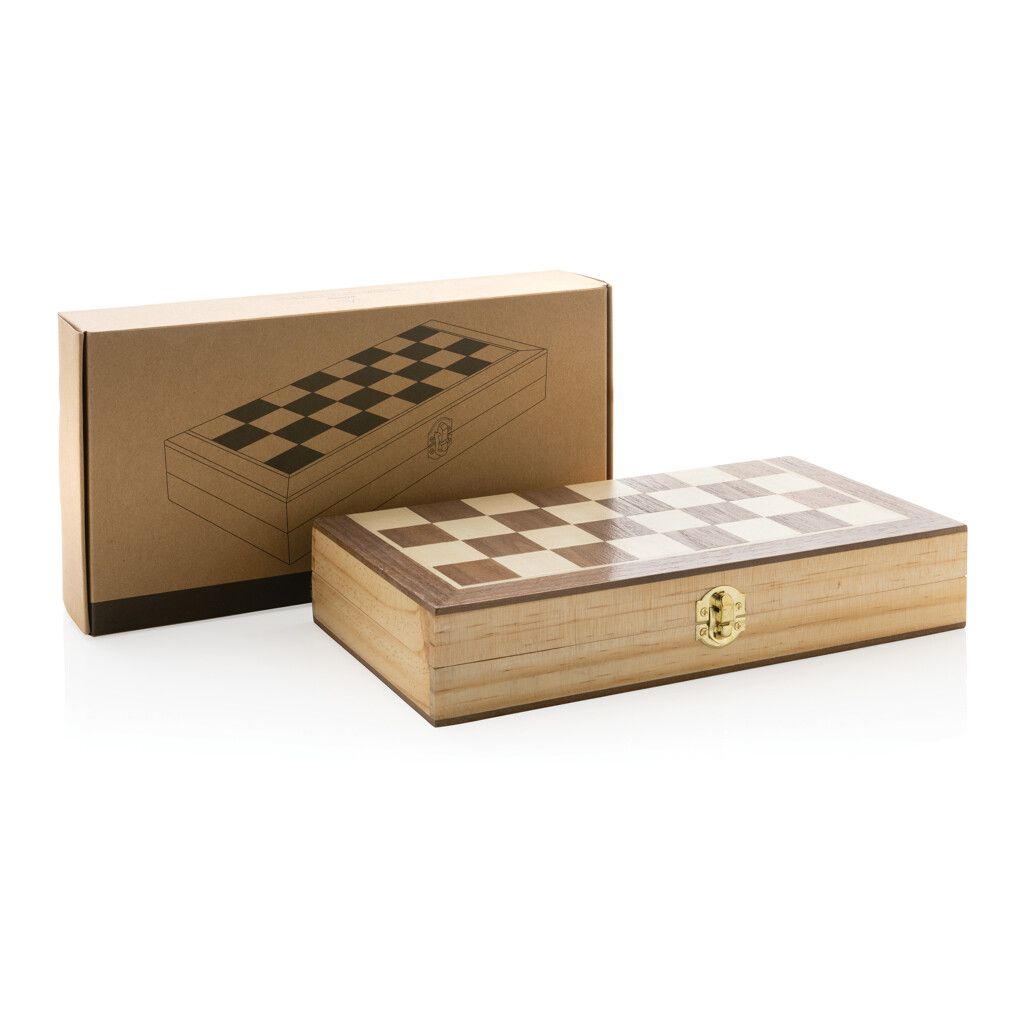 Faltbares Schachspiel aus Holz - braun-613