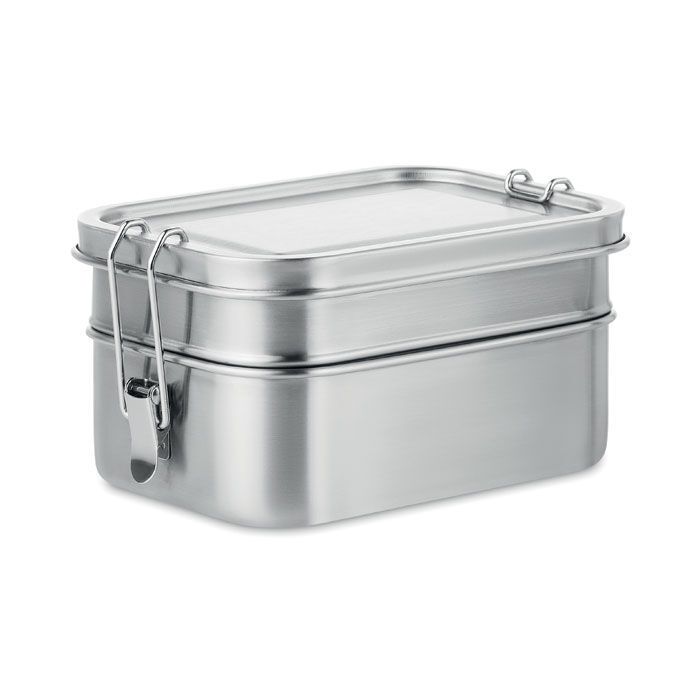 Lunchbox aus Edelstahl DOUBLE CHAN - mattsilber-446