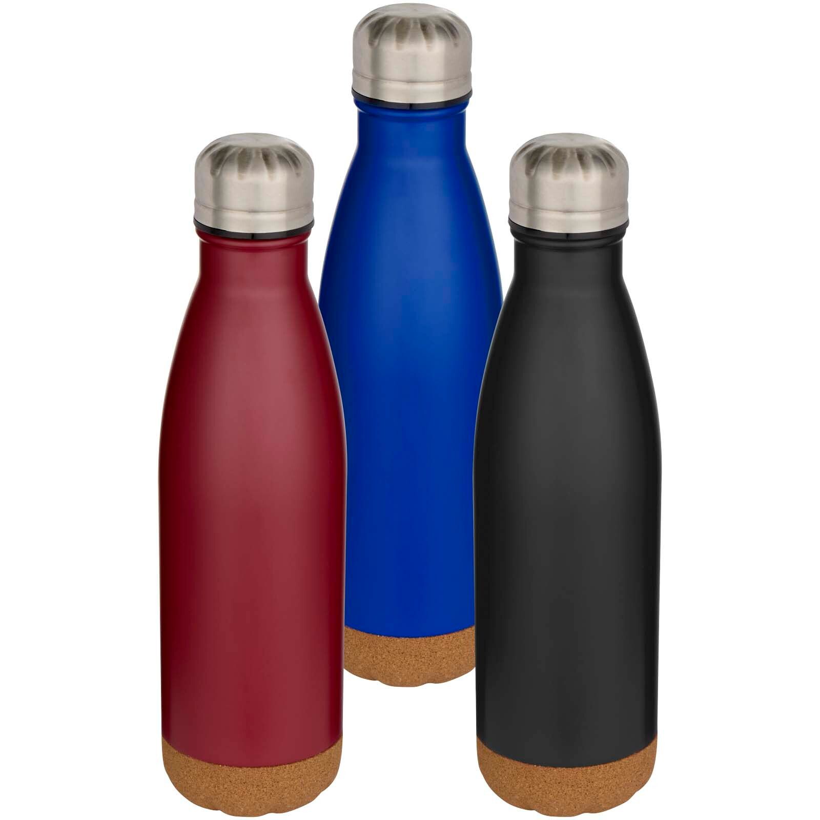 Cove 500 ml doppelwandige, vakuumisolierte Trinkflasche aus Edelstahl mit Korkdetails - schwarz-794