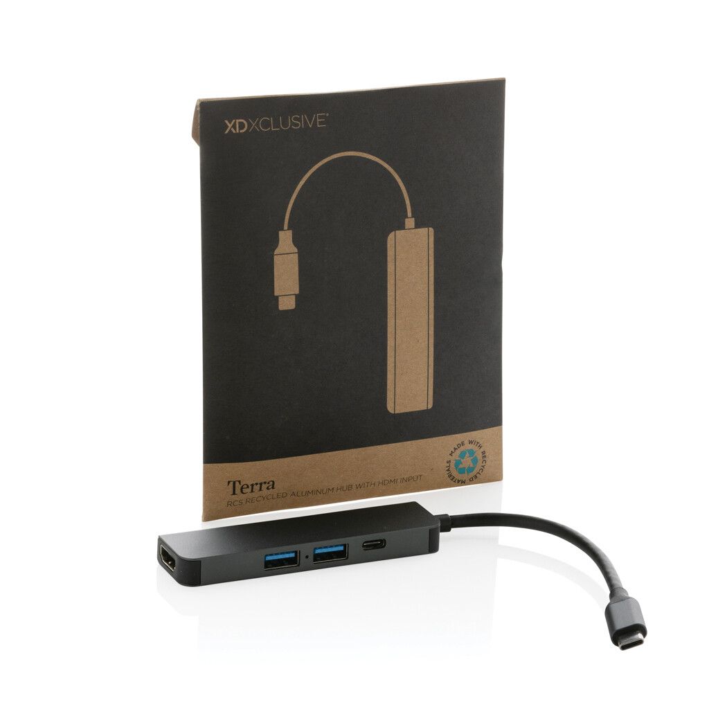 Terra Hub aus RCS recyceltem Aluminium mit HDMI-Input - grau-346