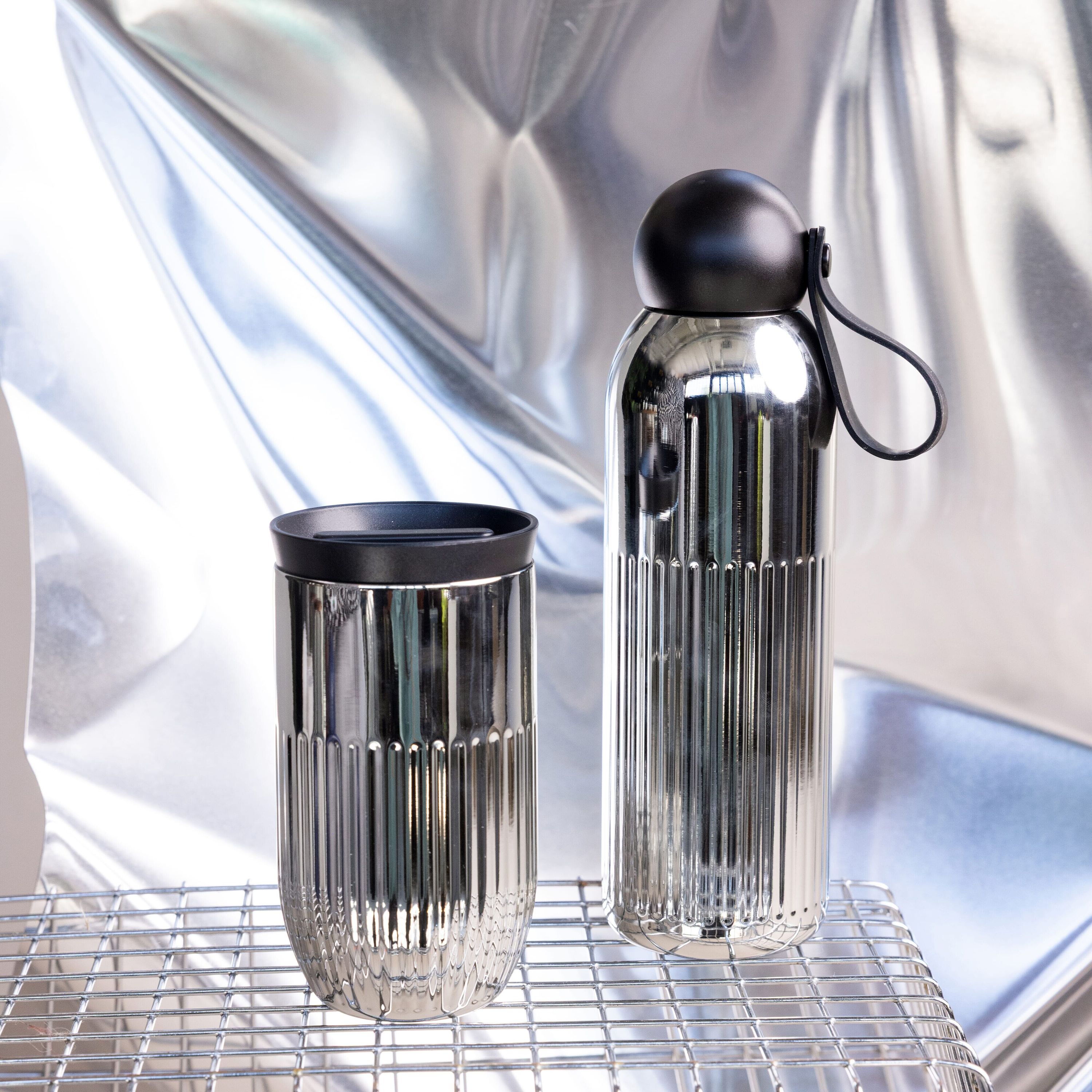 Sagaform Tekla Stahlisolierflasche Chrom (recycelt) 500 ml - chrom-886
