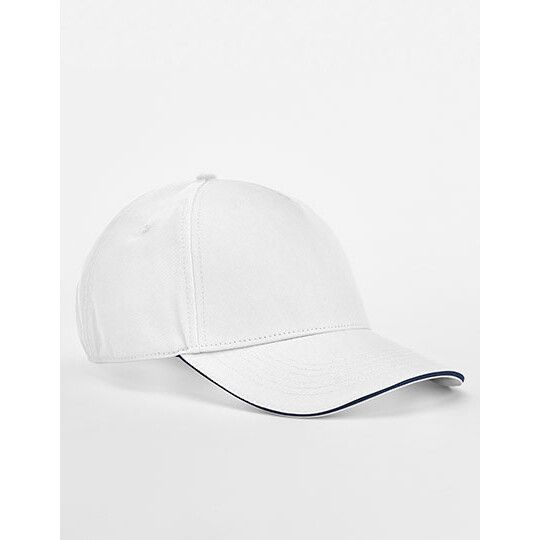 EarthAware® Classic Organic Cotton 5 Panel Cap - Sandwich Peak - white - french navy-763
