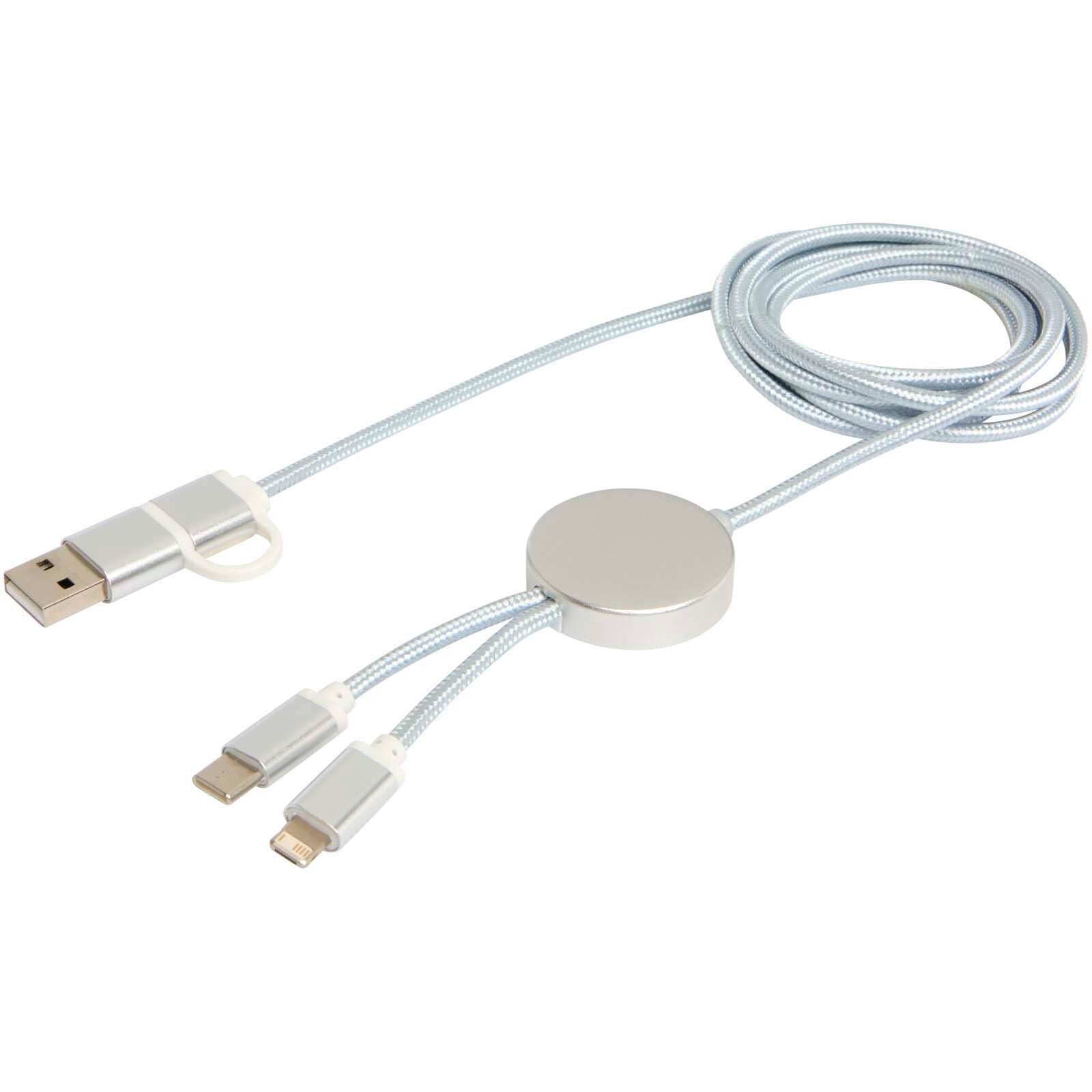 Alasia 150 cm 5-in-1 Kabel aus recyceltem Kunststoff für Datenübertragung und 27W Schnellladung - silber-240