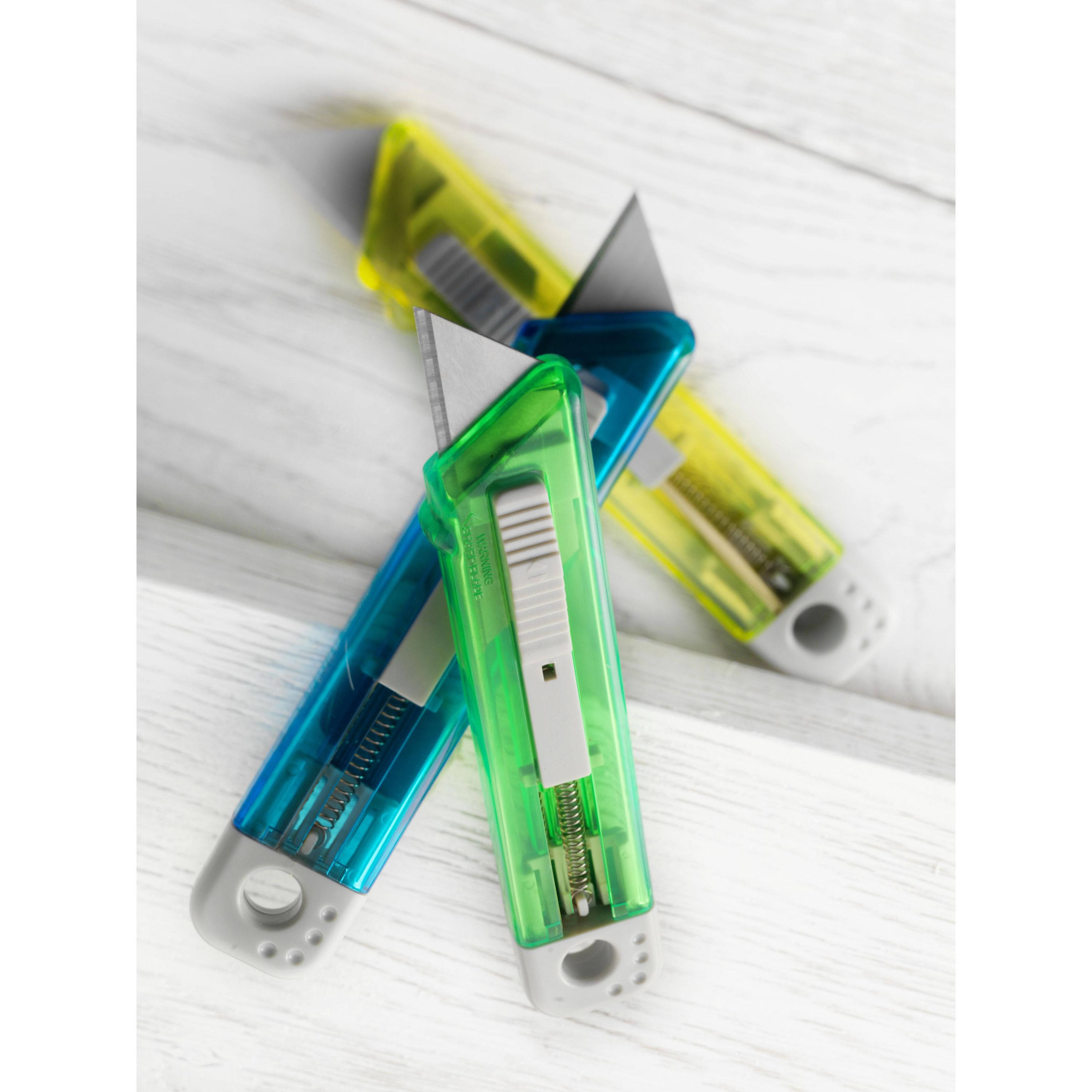 Cutter-Messer mit Federkernautomatik aus Kunststoff Griffin - blau-513