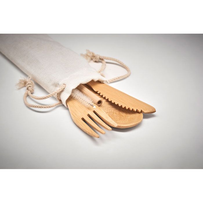 Besteck-Set Bambus SETSTRAW - beige-786