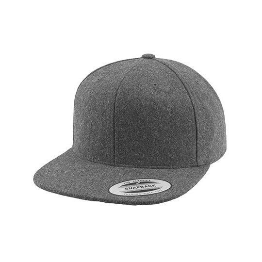 Melton Wool Snapback Cap - dark grey-160