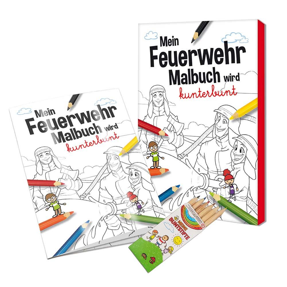 Malbuch / Mal-Set A6 - Feuerwehr - Malset mit 1-c Logoeindruck-849