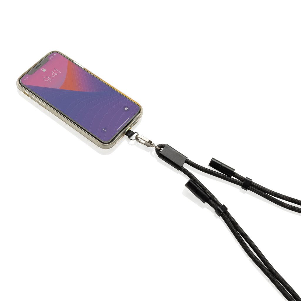 LoopAmp verstellbares 160cm 60W Telefonkabel aus RCS rPET - schwarz-72