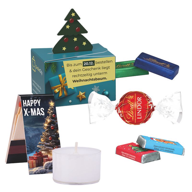 Geschenkbox Mini Tanne, Lindt Schokotäfelchen-789