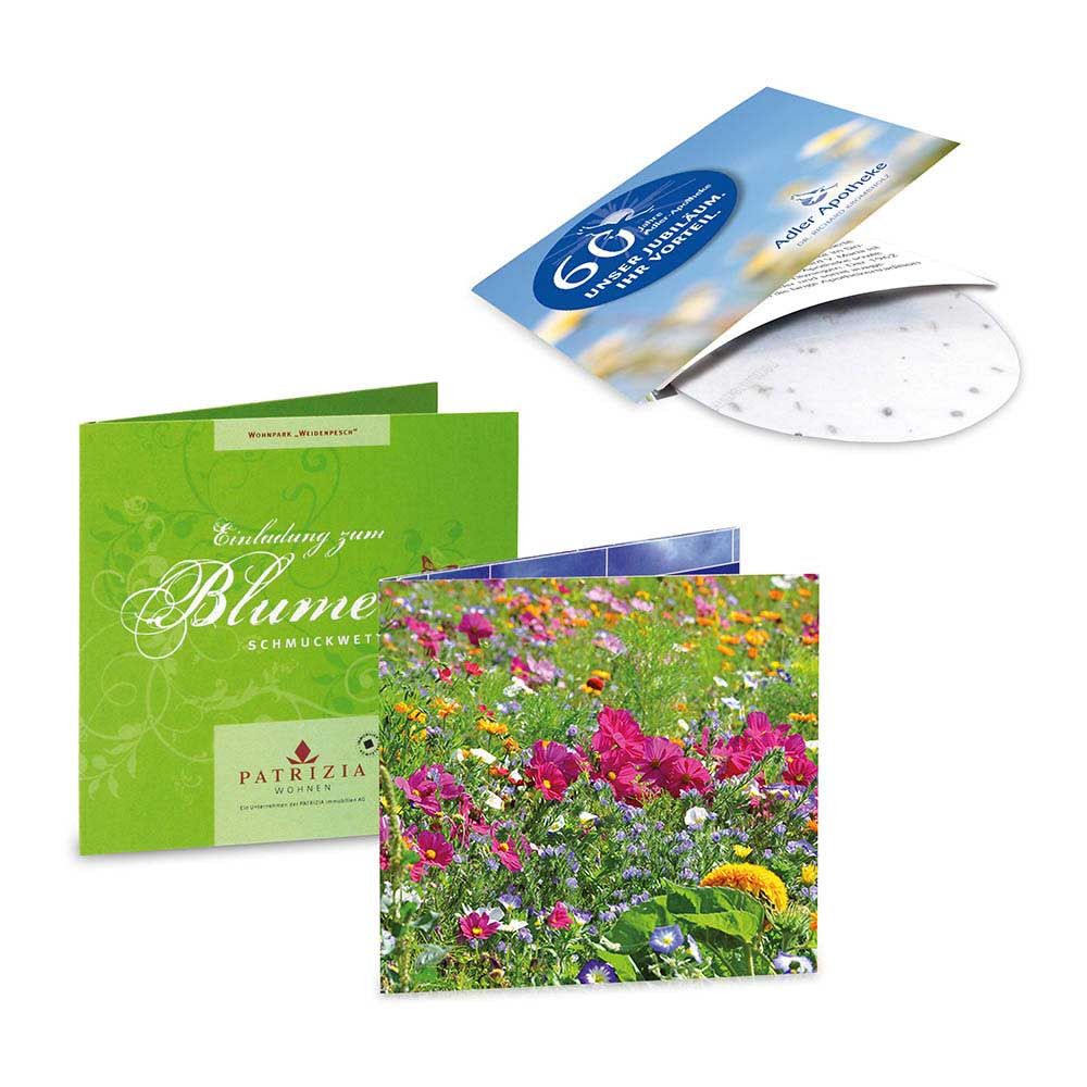 Green-Card mit Samen - Sommerblumenmischung, Digitaldruck Vorderseite-807