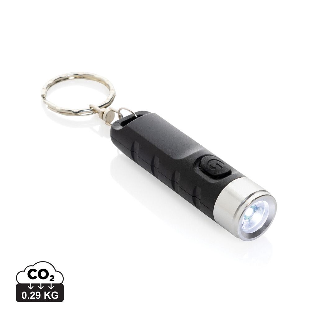 Globix USB Schlüsselanhänger-Taschenlampe aus RCS rABS - schwarz-2