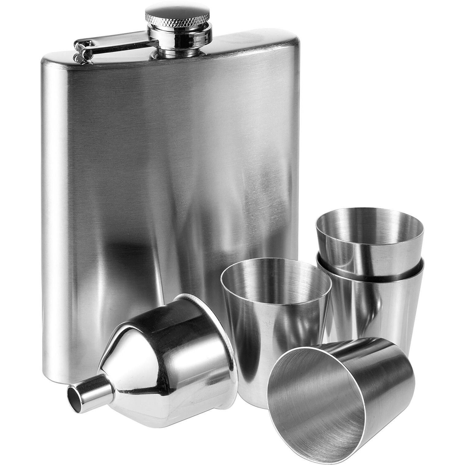 Flachmann Set aus Edelstahl Brittany - silber-994