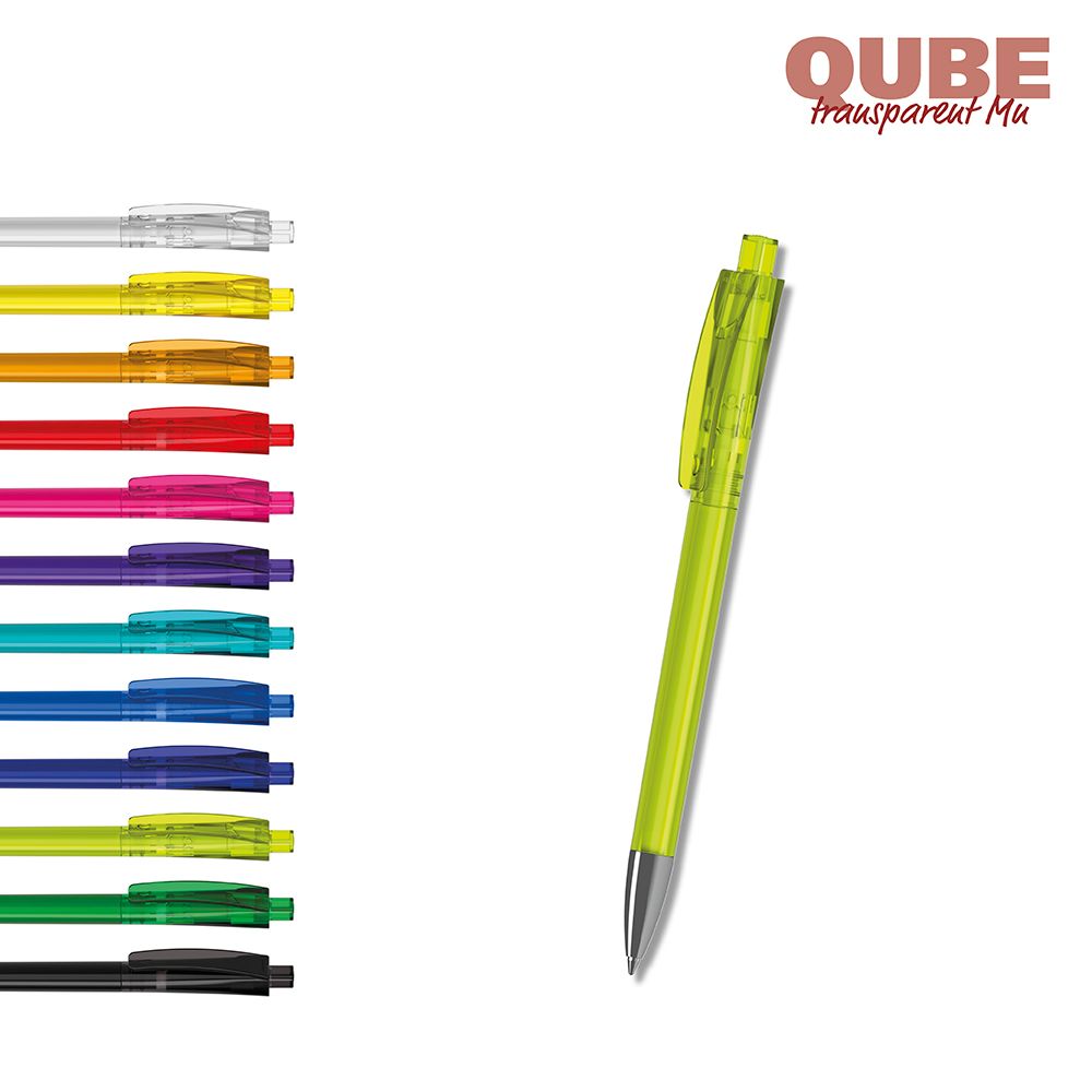 Druckkugelschreiber Qube transparent Mn - grün transparent-635