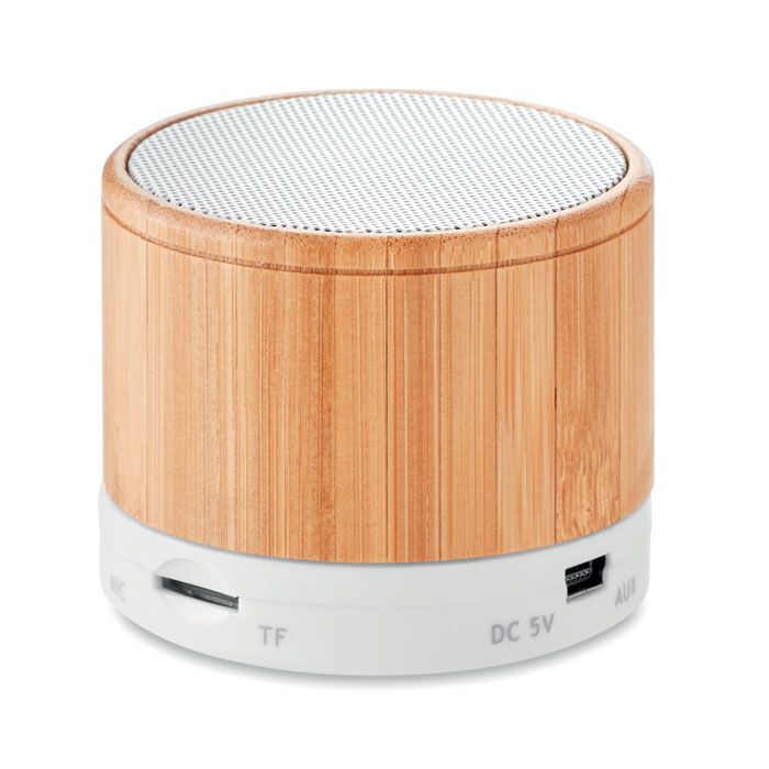 Runder wireless Lautsprecher ROUND BAMBOO - weiß-724