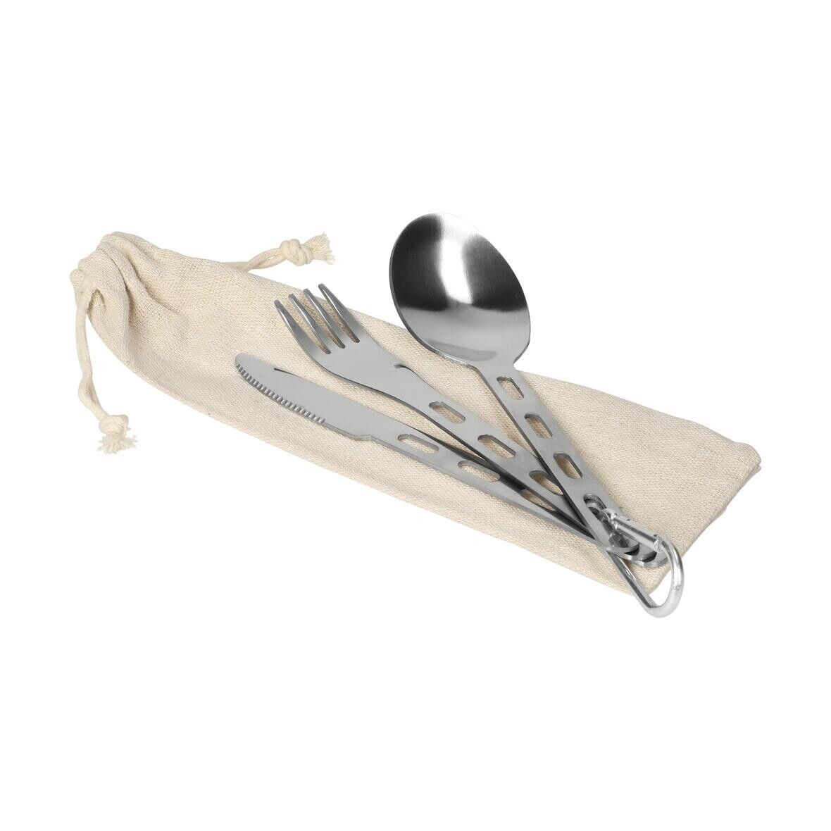 Outdoor-Besteck mit Karabiner RONA - silber-933