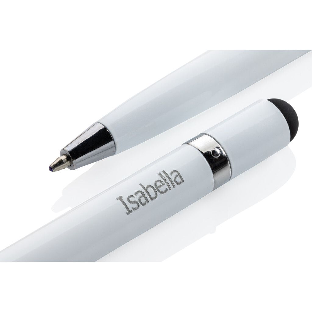 Tintenloser Stift aus Aluminium mit Radiergummi - weiß-14