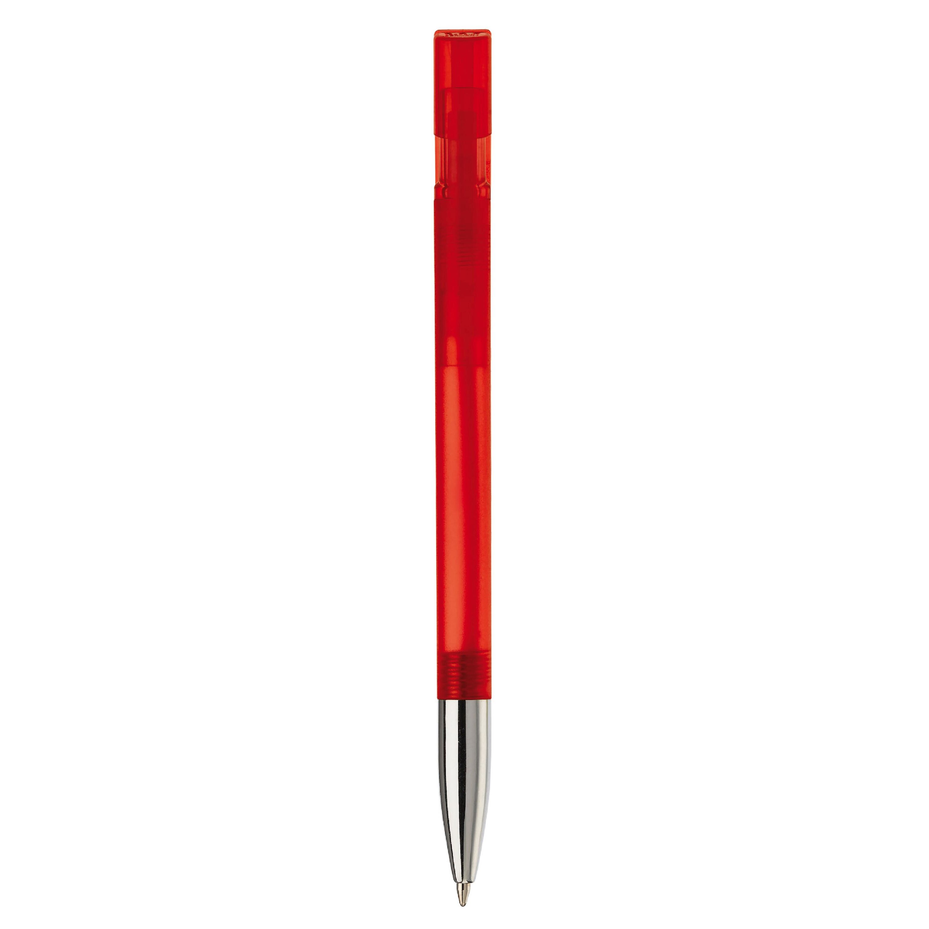 Kugelschreiber Nash Transparent mit Metallspitze - transparent  -  rot-989