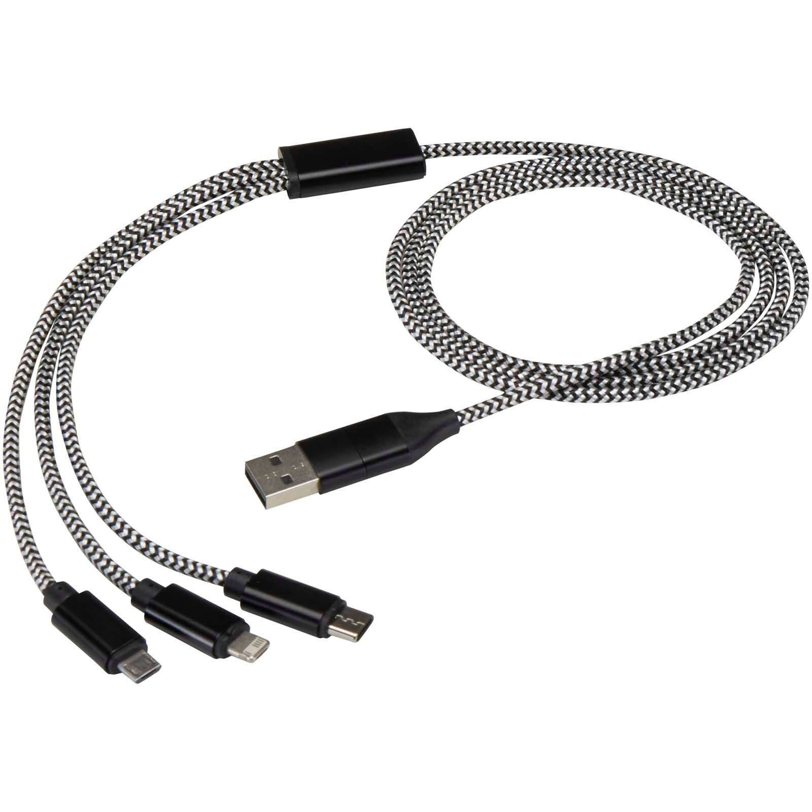 Alphecca 5-in-1-Ladekabel aus recyceltem Aluminium und RPET  - schwarz-593