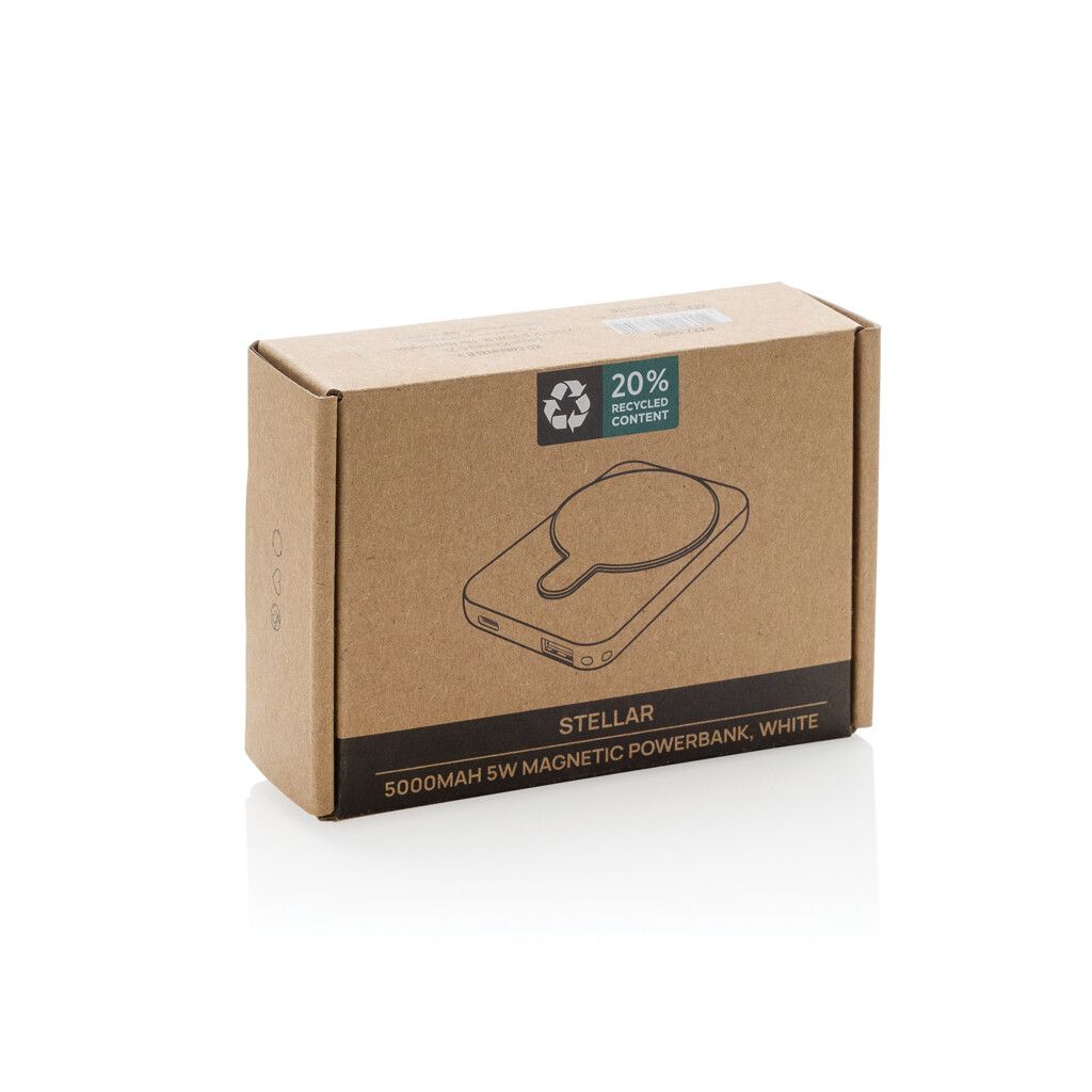 Stellar 5.000mAh 5W magnetische Powerbank aus RCS rec. ABS - weiß-363