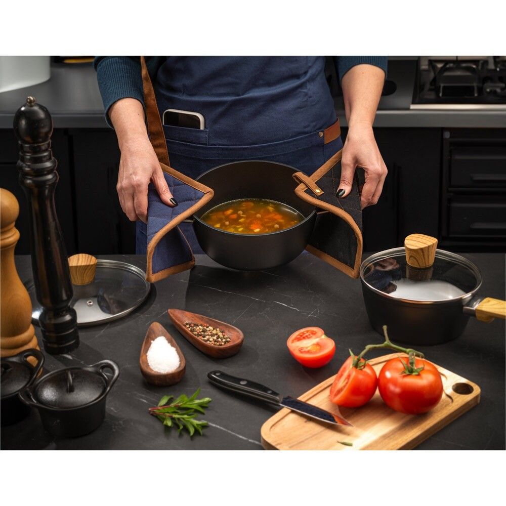 CLOVES Topflappen für Küchentöpfe aus Baumwollgewebe (275 g/m²) - schwarz-701