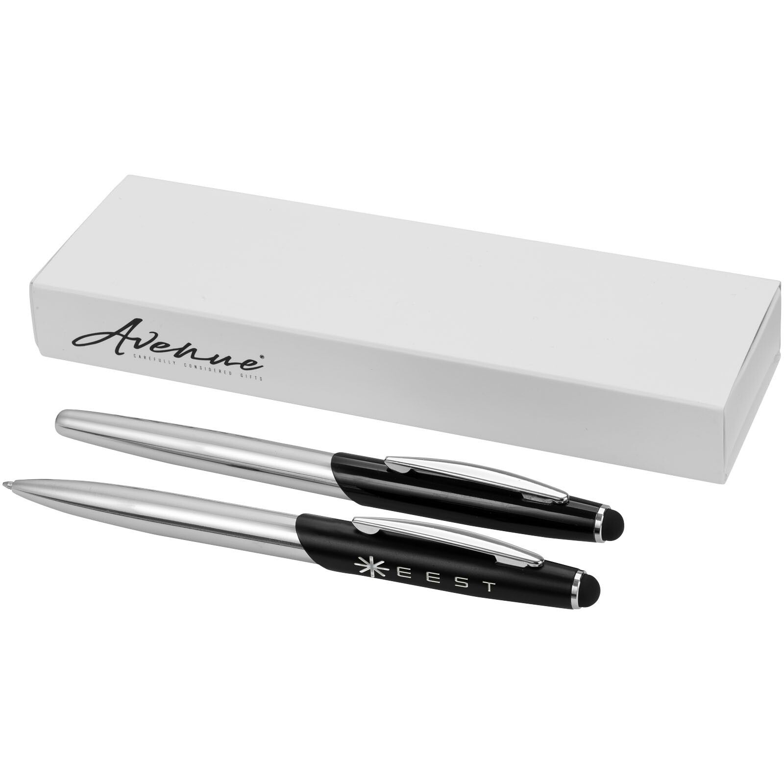 Geneva Stylus Kugelschreiber- und Tintenrollerset (blaue Mine) - silber -  schwarz-817