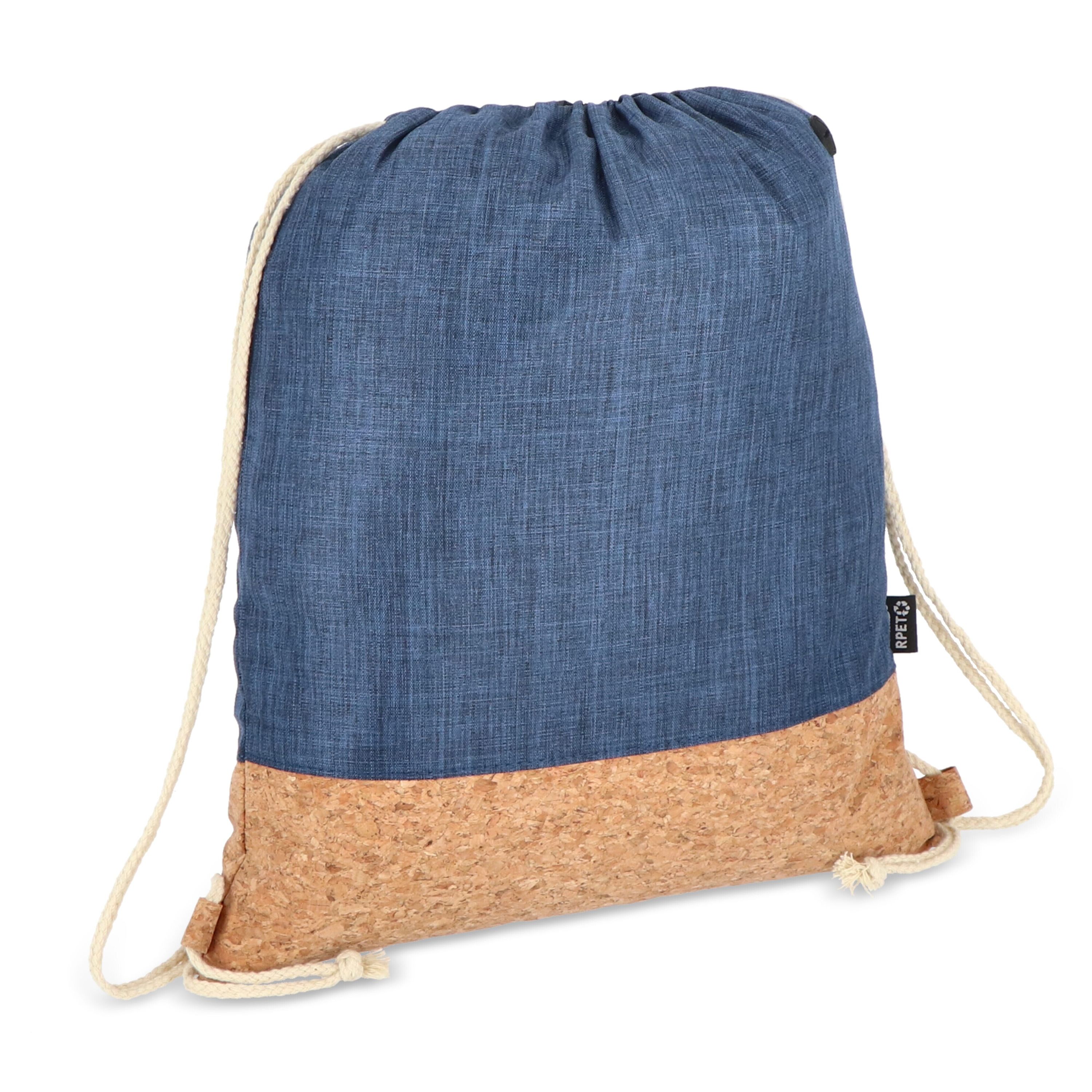 Kordelzugbeutel R-PET & Kork 35 x 40cm - dunkelblau-351
