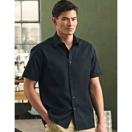 Men's Short Sleeve Classic Polycotton Poplin Shirt - convoy grey-529