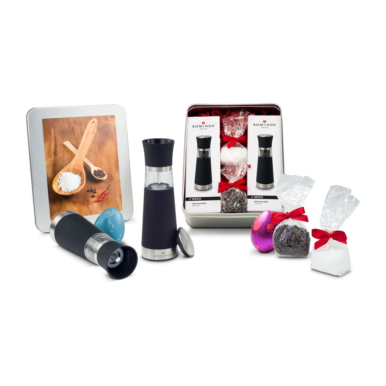 Geschenkset Oster Salz- & Pfeffermühlen Set - in Silberdose-399