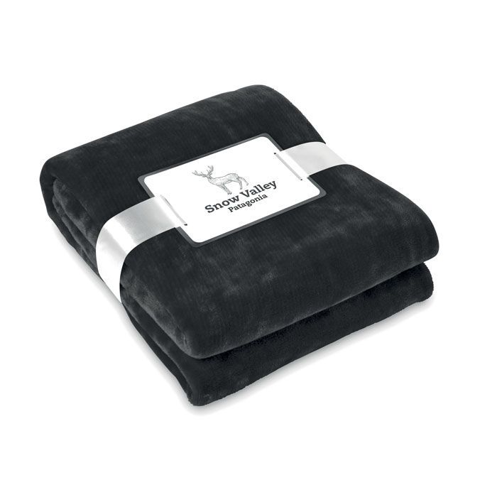 Flanell Fleece-Decke DAVOS - schwarz-407