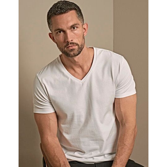 Stretch V-Neck Tee - white-997