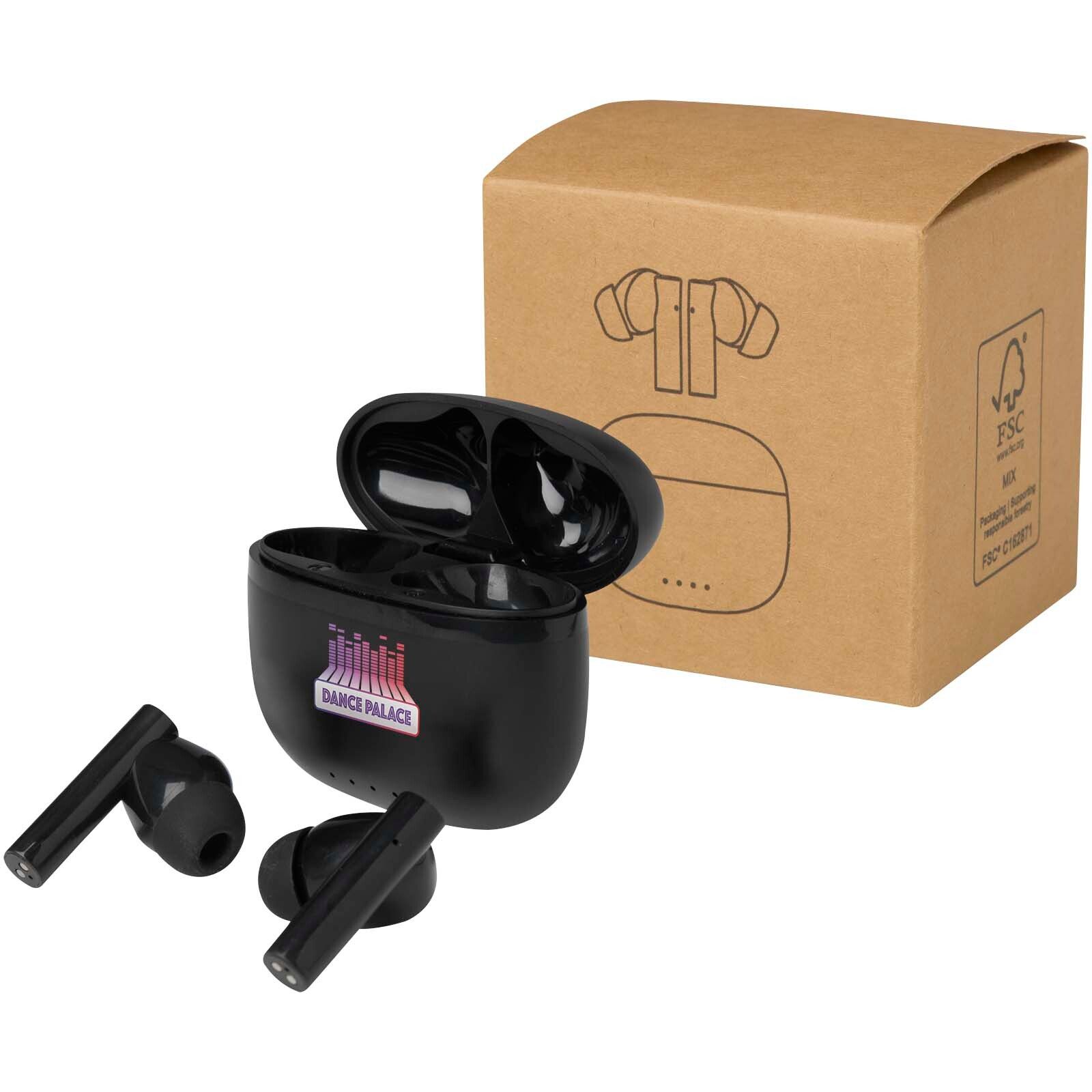 Alterf True Wireless Bluetooth Headset aus recyceltem Kunststoff mit Silikon-Ohrstöpseln - schwarz-322