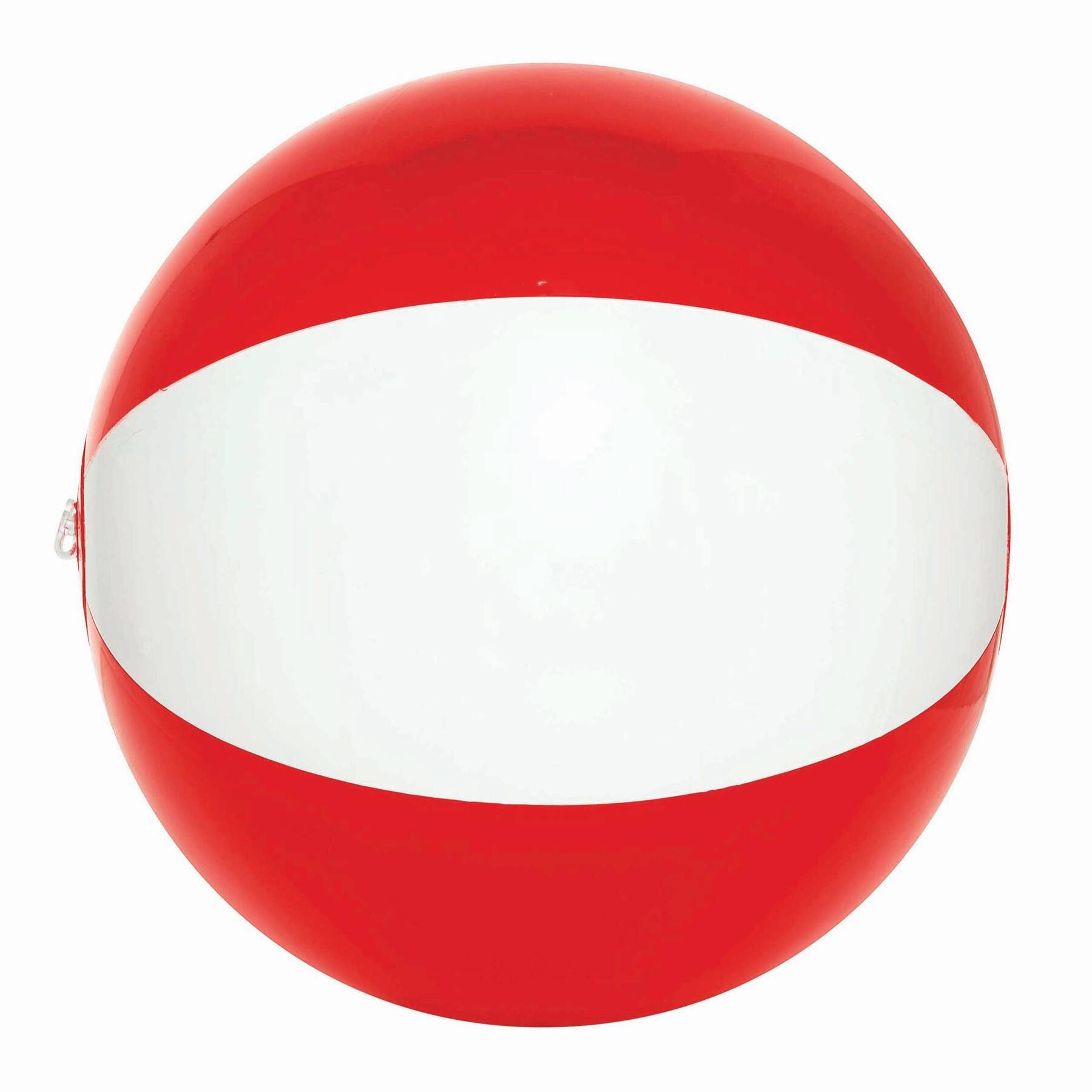 Strandball OCEAN - transparent rot - weiß-803